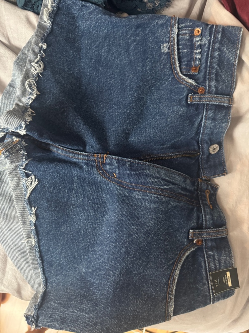 Abercrombie & Fitch Distressed Dark Blue Denim Jean Shorts